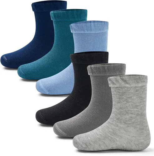 Vista 14 de Calcetines de algodón para bebés y niños pequeños con empuñaduras, antideslizantes, 6