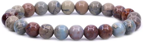 Vista 49 de Keleny Gem - Pulsera elástica de piedras semipreciosas con cuentas redondas de 8 mm, 7 pulgadas, unisex Ágata de encaje azul de grado A
