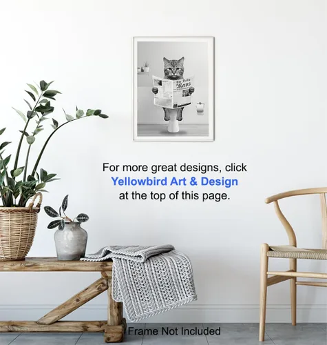 Vista 6 de Arte de pared de baño para amantes de los gatos, accesorios de baño para niños, mujeres y hombres, bonito arte de pared de gato, decoración de niña