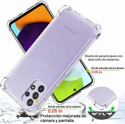 Vista 2 de Funda para Samsung A52, Galaxy A52 5G con protector de pantalla, a prueba de golpes, transparente, delgada, suave, de silicona TPU protectora