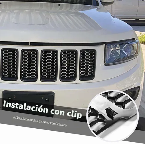 Vista 4 de 3 piezas de insertos de parrilla tipo panal compatibles con Jeep Grand Cherokee 2014-2016 (Negro)