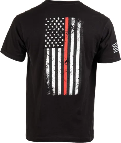 Vista 3 de Firefighter Maltese Cross Fire Fighter Rescue Courage Honor Camiseta Línea Roja Negro