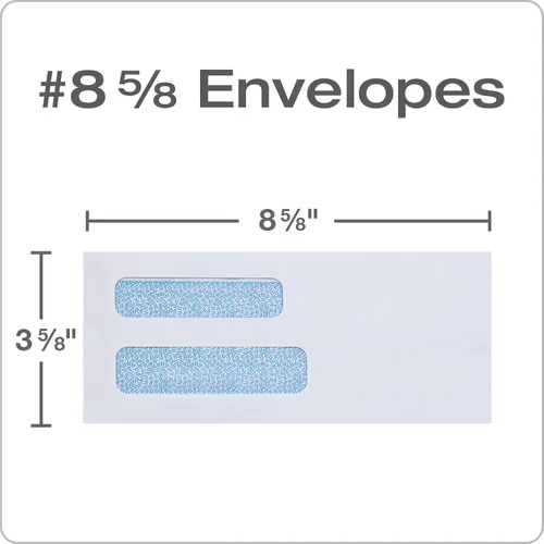 Vista 2 de Columbian #8-5/8 Security Envelopes, 500 Pack, Double Window Self Seal Envelopes for QuickBooks Checks and Business Mailings, 3-5/8" x 8-5/8