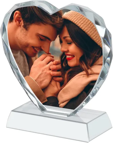 Vista 4 de Marco de fotos de cristal personalizado, marco de fotos de cristal personalizado, decoración de escritorio, placa de fotos de vidrio, regalo