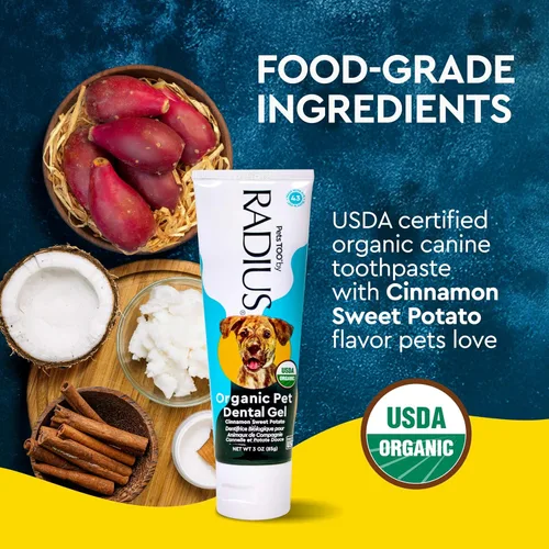 Vista 5 de RADIUS USDA - Pasta dental orgánica canina para mascotas, 1 unidad, 3 onzas, pasta dental no tóxica para perros, diseñada para limpiar los dientes