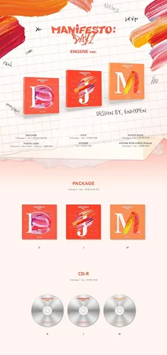 Vista 6 de Big Hit Entertainment ENHYPEN - MANIFESTO : DAY 1 3 versiones+ENGENE 3 versiones SET CD, Multicolor, (CMDC11739)