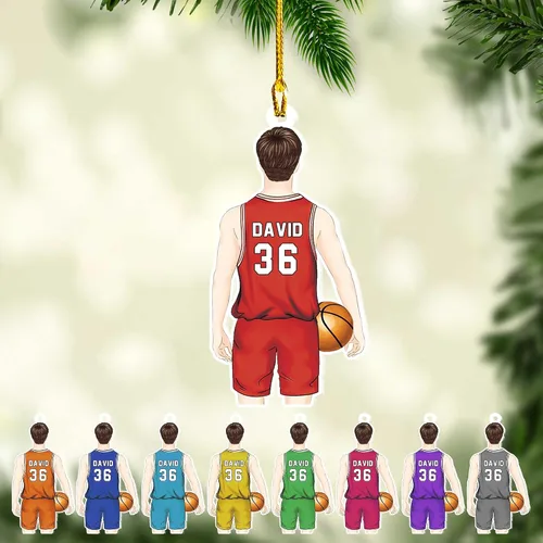 Vista 36 de Adorno Personalizado de Baloncesto 2025 - Adorno de Jugador de Baloncesto - Adornos de Árbol de Navidad de Baloncesto - Regalos de Jugador de Bkb 5