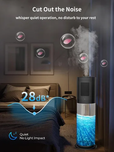 Vista 5 de Humidificadores de 8L para Dormitorio, 30dB Silencioso, Cobertura de 500 pies², Tiempo de Funcionamiento de 60H, Llenado Superior, Humidificador