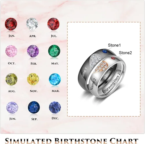 Vista 2 de Luxladis Juego de anillos personalizados para parejas para él y ella, anillos de promesa para parejas, grabado gratuito, anillos de compromiso