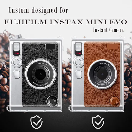 Vista 2 de Rieibi Funda protectora transparente para cámara instantánea Fujifilm Instax Mini Evo, funda rígida con correa para el hombro