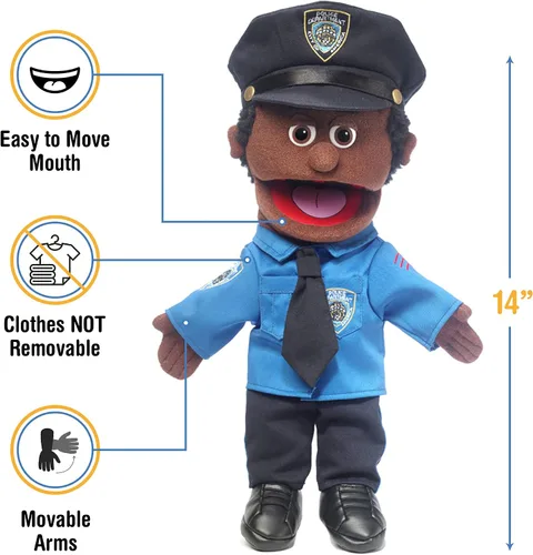 Vista 3 de 14" agente de policía, Negro macho, marioneta de mano