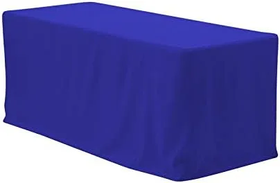 Vista 2 de BEEKAY Mantel rectangular ajustable de 4 pies, color azul real, de 48 x 24 pulgadas, con caballete de poliéster, tela lavable, para bodas