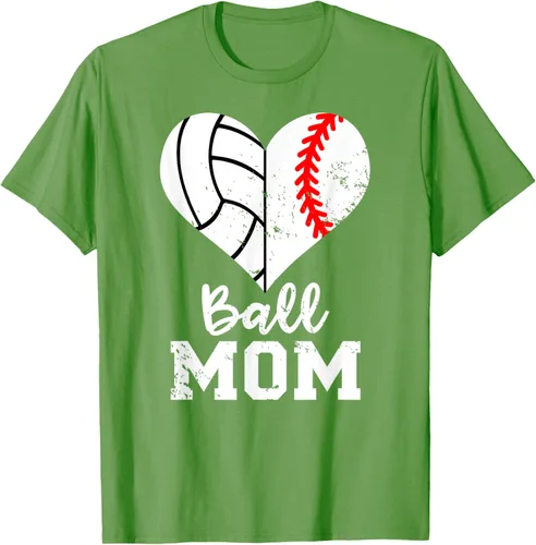 Vista 14 de Ball Mom Heart Funny Baseball Voleibol Mom - Camiseta para mamá, Negro, S