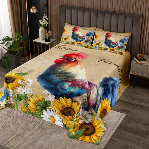 Vista 14 de Manfei Colcha de flores de cerezo tamaño individual, juego de colcha de cielo estrellado de nubes de luna, decoración de habitación para niñas