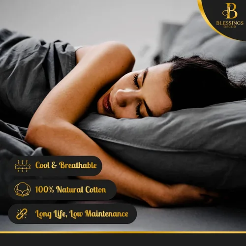 Vista 6 de Sábanas bajeras 100% algodón profundas con 3 piezas, 1 encimera, 1 sábana bajera de bolsillo profundo y 1 funda de almohada (gris oscuro, individual)