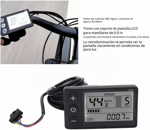 Vista 3 de Goshyda S866 - Computadora para bicicleta, medidor LCD con pantalla eléctrica, panel de control de scooter eléctrico de 24 V, 36 V, 48 V