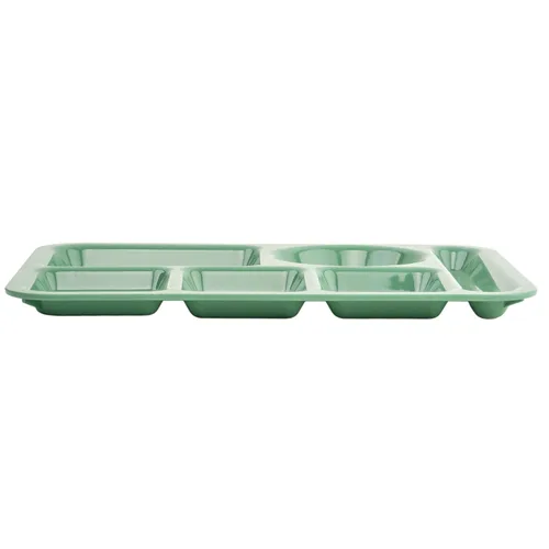 Vista 2 de G.E.T. Bandeja escolar para cafetería con 6 compartimentos, para zurdos, 10 x 14 pulgadas, verde bosque (paquete de 4)
