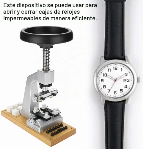 Vista 2 de Focket Abridor de caja de reloj, herramienta de reparación de reloj de pulsera con 6 troqueles para abrir y cerrar relojes Oyster