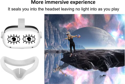 Vista 4 de Clean VR Funda de auriculares y controlador compatible con auriculares Oculus Quest 2Meta + cubierta protectora de agarre para la cara