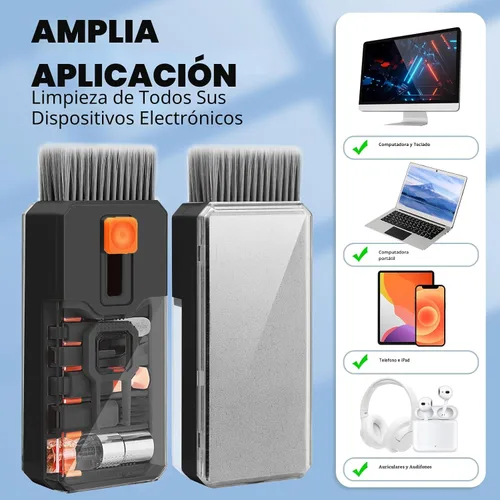 Vista 5 de Ordilend Kit de limpieza de teclado, limpiador de laptop, kit de limpieza de cámara de computadora todo en uno, herramienta de cepillo, limpiador