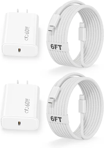 Vista 10 de Cargador de carga rápida para iPhone 17, 16, 15, paquete de 2 cables de carga rápida USB C a C de 10 pies, cable de carga rápida de 20 W, bloque