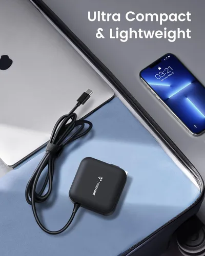 Vista 5 de TobenONE Cargador USB C de 100 W, adaptador de fuente de alimentación universal GaN III, cargador rápido plegable de repuesto PD3.0 para MacBook