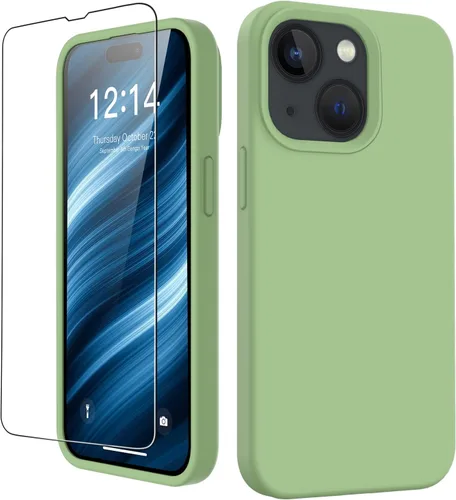 Vista 40 de FUNMIKO Funda compatible con iPhone 15 con protector de pantalla, silicona líquida suave y sedosa mejorada, diseñada a la moda para hombres, mujeres