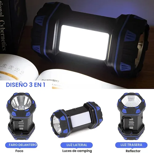 Vista 3 de Linterna de camping LED recargable, linterna de campamento de 1500 lm, 8 modos de luz, luces de campamento de capacidad 4800, luz de flash brillante