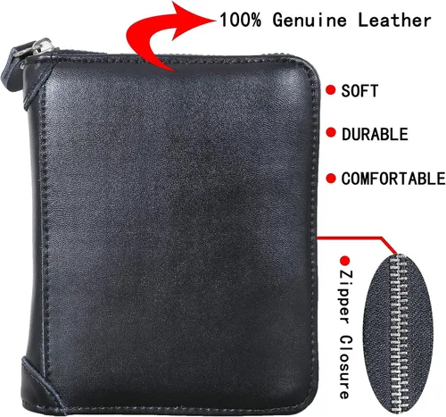 Vista 4 de Yuhan Pretty Cartera grande de cuero para pasaporte con 42 ranuras para tarjetas de crédito