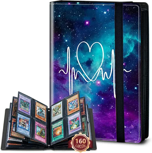 Vista 64 de Rossy Carpeta de tarjetas con 4 bolsillos, carpeta de tarjetas intercambiables, álbum de colección de tarjetas, para 160 tarjetas de carga lateral