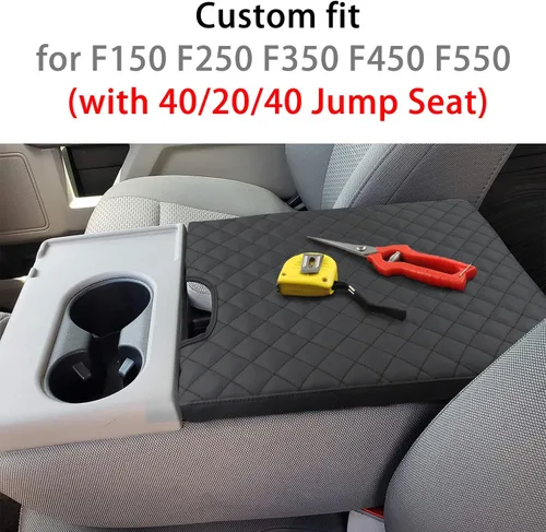 Vista 2 de Funda de reposabrazos de consola central para accesorios Ford F150 2015-2026 para F250 F350 F450 2017-2026 con asiento de salto 40/20/40, protección