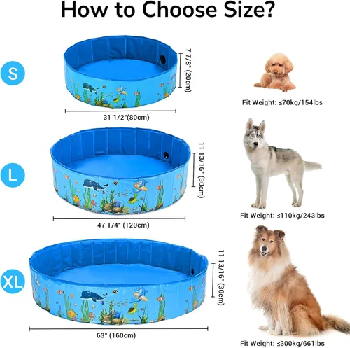 Vista 5 de Yescom - Piscina plegable para perros, piscina dura para niños, bañera refrescante para mascotas