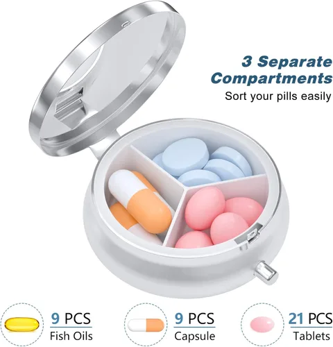 Vista 3 de Aiawoxc Pastillero, bonito pastillero de viaje para bolso, soporte pequeño a prueba de humedad, dispensador portátil de bolsillo organizador