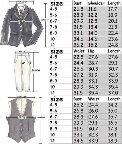 Vista 6 de Boys Suit Slim Fit Tuxedo Suit for Kids 3 Piece Blazer Jackets Suit for Boy Ring Bearer Outfit