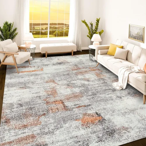 Vista 338 de Istana Alfombra larga antideslizante de 2.5 x 8 para el hogar, para pasillo y cocina, lavable, sedosa y suave al tacto, elegante, color azul y marfil