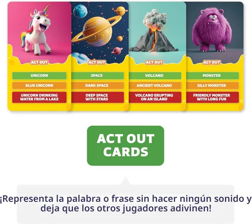 Vista 5 de Clever Fox Play Juego Épico de Charadas para Niños de 6 años en adelante – 200 Tarjetas de Actuar y Explicar con Ilustraciones y Temporizador