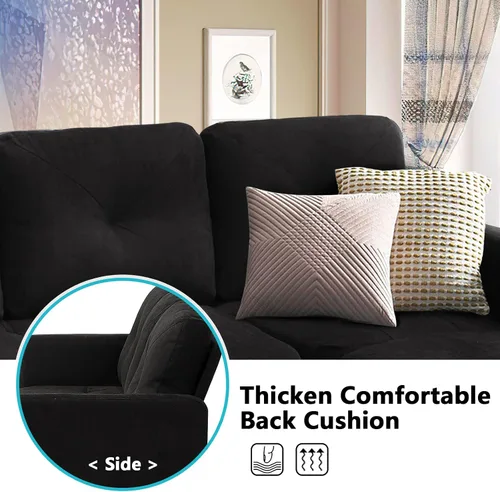 Vista 6 de TITIMO Sofá modular convertible, sofá en forma de L con diván reversible, sofá modular convertible de 3 plazas, sofás pequeños modernos