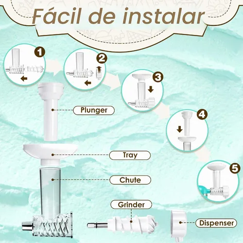 Vista 3 de Accesorio para helado de frutas congeladas para batidora de pie Kitchenaid, máquina de sorbete sin lácteos, postre y yogur congelado suave – Máquina