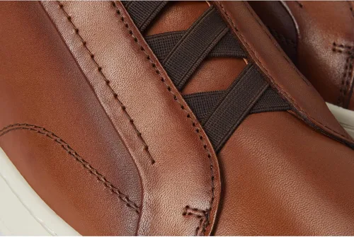 Vista 2 de Florsheim Monopoli - Zapatilla de Deporte Elástica con Cordón de Punta a Punta para Hombre Coñac
