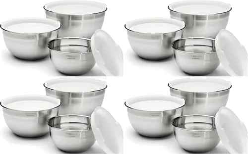 Vista 7 de Cuisinart CTG-00-SMB tazones para mezclar de acero inoxidable con tapas, juego de 3, rojo