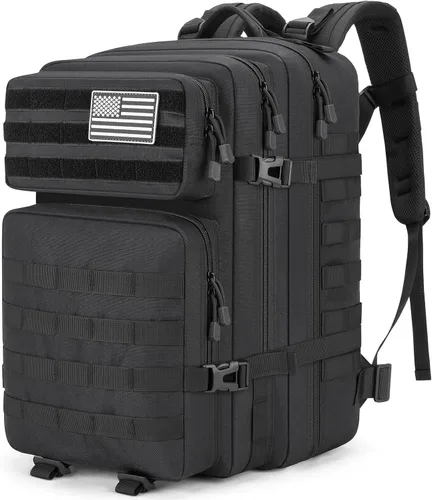 Vista 9 de Mochila Táctica 45L, Mochila Militar del Ejército, Resistente al Agua, Paquete MOLLE, Mochila de 3 Días de Emergencia Grande para Hombres y Mujeres