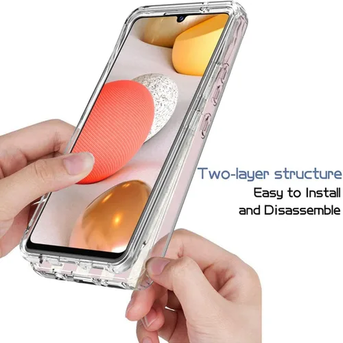 Vista 4 de Funda para Galaxy A42 5G/M42 5G SM-A426 con protector de pantalla de vidrio templado, cuerpo completo, diseño floral, a prueba de golpes, funda