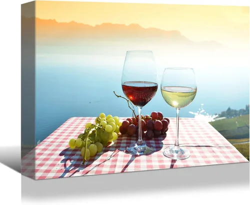 Vista 28 de Denozer - Lienzo decorativo para cocina, diseño de vino tinto (16.0 x 12.0 in)