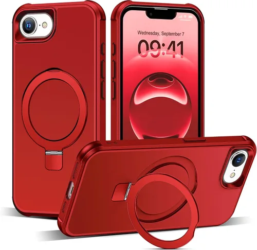 Vista 58 de SKYLMW - Funda compatible con iPhone 11 de 6.1 pulgadas, con soporte magnético invisible tipo anillo, funda translúcida de grado militar, compatible