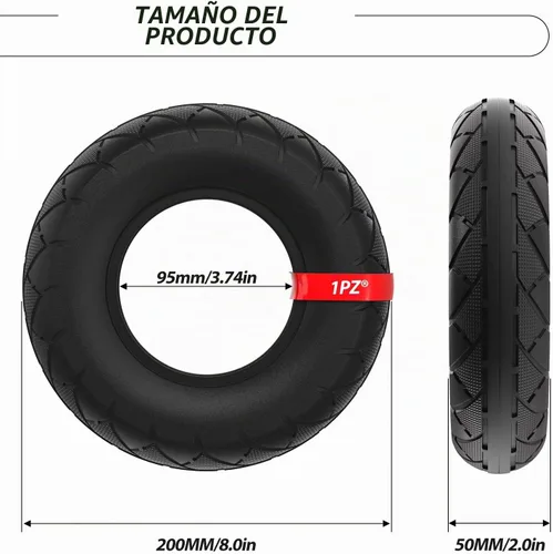 Vista 3 de 1PZ Neumático sólido 200x50 (8x2) para scooter de gas Razor E100 E150 E175 E200