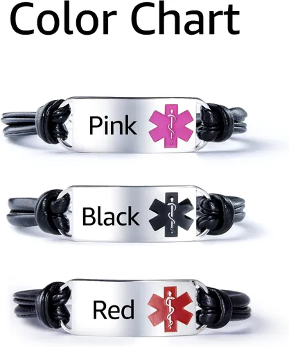 Vista 5 de Caramel Sweet Life Pulseras de alerta médica para mujer, pulseras personalizadas de acero inoxidable para identificación médica de emergencia, Acero