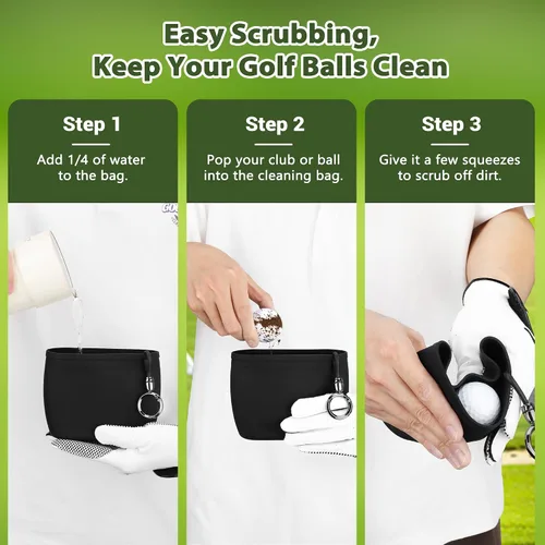 Vista 5 de MOSTY Golf Club & Ball Cleaner Bag,Durable Golf Club Cleaning Kit and Ball Washer Pouch,Club Cleaner for Golf Bag, Golf Gifts for Men Women Golfers