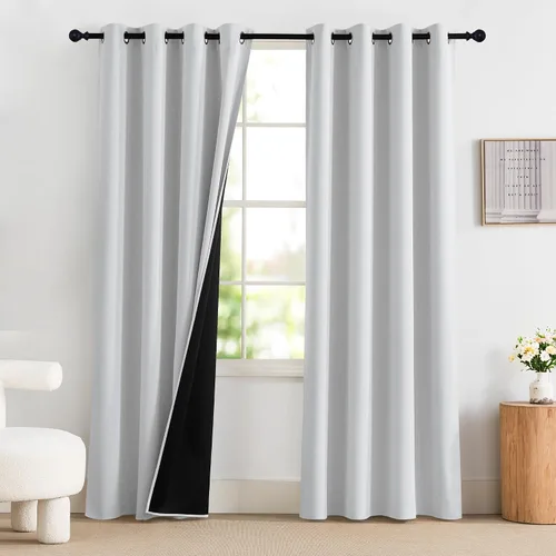 Vista 55 de NICETOWN Cortinas 100% Opacas Cortas de 36 Pulgadas de Largo para Dormitorio, Privacidad Aislamiento Térmico con Ojales Cortinas de Ventana