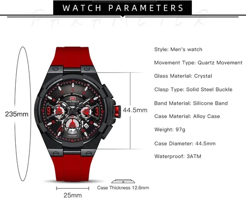 Vista 6 de AIMES Watch for Men Sport Military Waterproof Chronograph Mens Watches Analog Quartz Big Face Classic Stylish Fashion Casual Designer Business Work