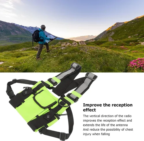Vista 3 de Bolsa de arnés de radio en el pecho, radio universal de dos vías Walkie Talkie para buscar elementos esenciales, bolsa táctica Oxford para el pecho